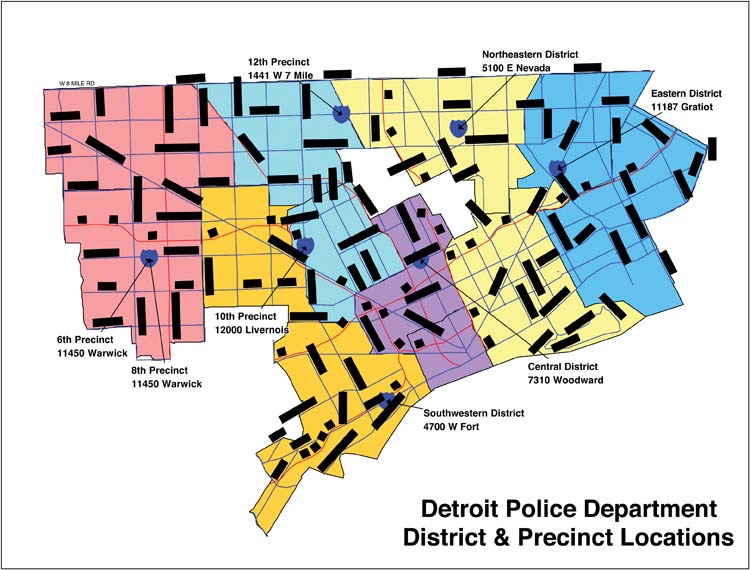 Detroit  Precincts Map Explaining the Detroit Police's Return to Precincts   Hour Detroit 