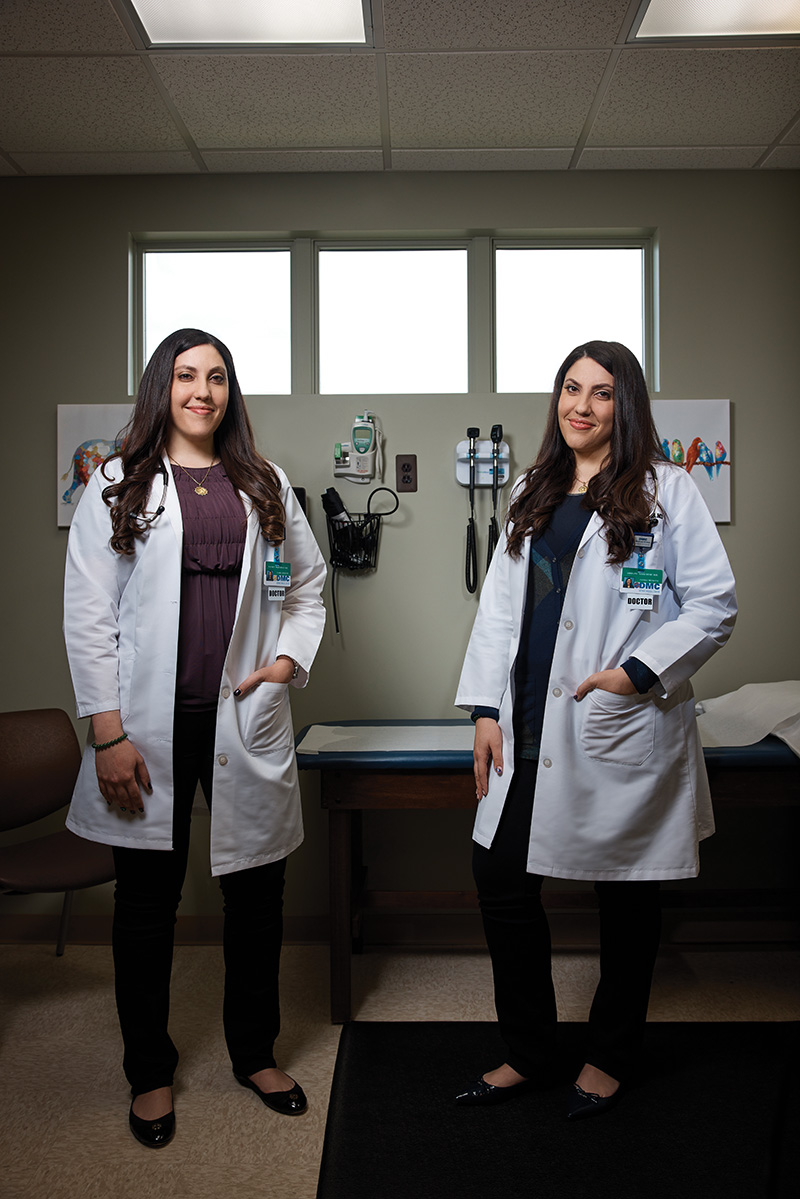 twin doctors Adriene and Lauren Marchese July 2021 HOUR Detroit Magazine