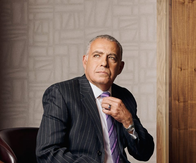 An academic leader, researcher, and roboticist, Tarek Sobh sports a Ralph Lauren suit coat with a Loro Piana button-up and a Versace tie. An Hermès belt holds up his Hugo Boss trousers — the cuff links are Ferragamo, as are the shoes.