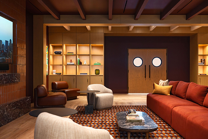 The Rec Room, which is attached to the atrium, offers a space for private meetings and casual conversations with phone booths and couch seating.