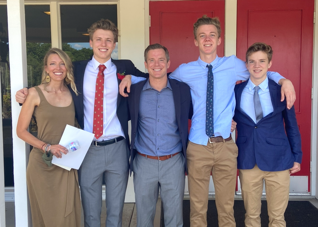 Dusty May, pictured with his wife, Anna, and their sons, Jack, Charlie, and Elijah.