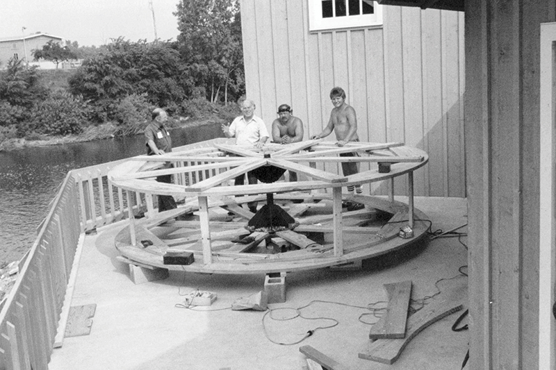 This waterwheel, which was installed in 1984, was replaced with a new one.