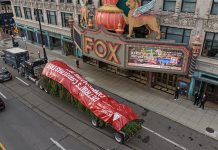 GALLERY: Detroit’s Christmas Tree Arrives in Campus Martius Park Detroit's Christmas tree traveling past the Fox Theatre on Woodward Ave.