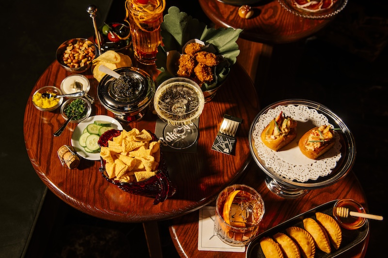 A dinner spread at Saksey's in Detroit