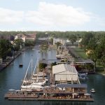 Aerial view of Stanton Yards on the Detroit River.