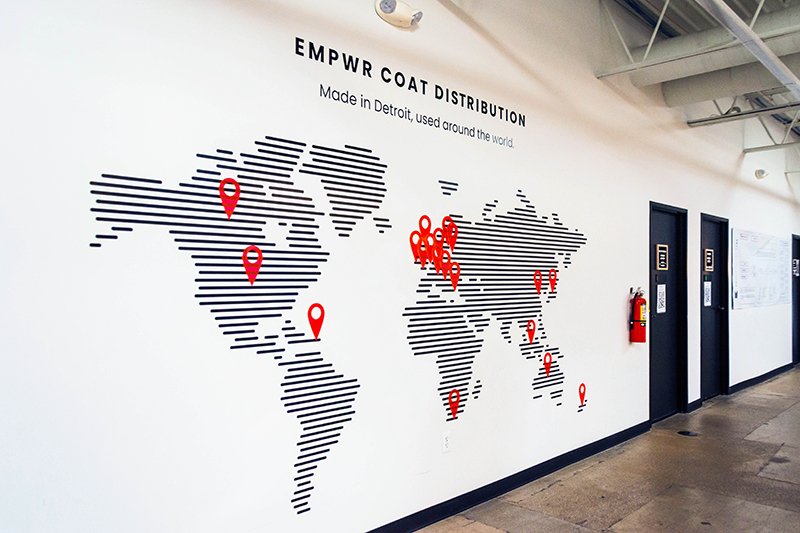 A map of all of the countries that have received EMPWR Coats from the Empowerment Plan. 