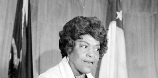 Erma Henderson speaking with reporters.