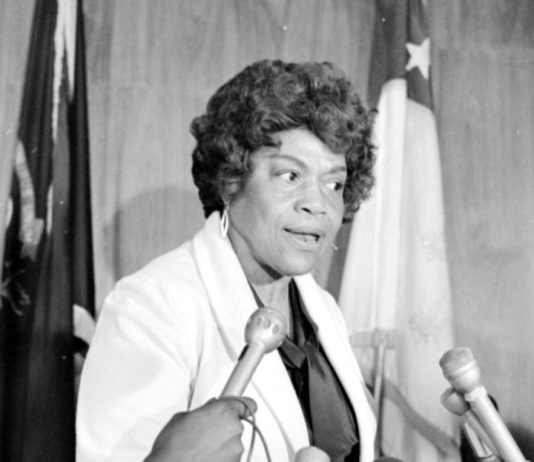 Erma Henderson speaking with reporters.