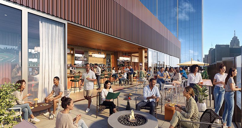 Rendering of the exterior of Pine Hall.