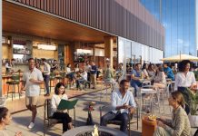 Rendering of the exterior of Pine Hall.