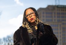 Tiff Massey poses in front of the DIA, where her “Baby Bling” (2023) installation will be on display permanently.