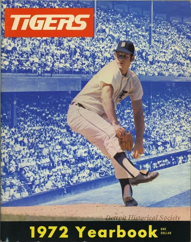 Mickey Lolich on the cover of the Detroit Tigers' 1972 yearbook