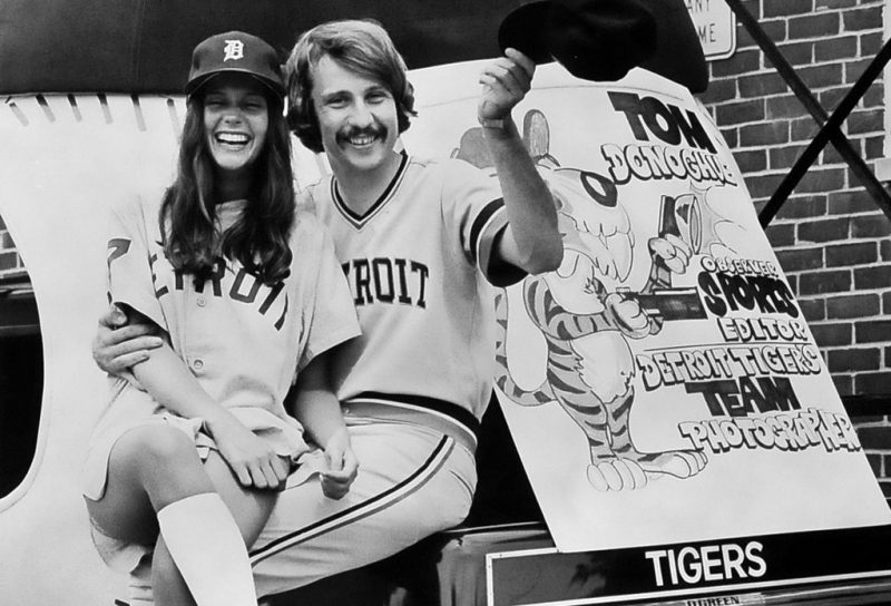 “I was with the Detroit Tigers, getting ready to ride in the Farmington Founders Festival, probably 1972, handing out brochures.” 