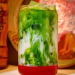 A matcha-infused iced drink.
