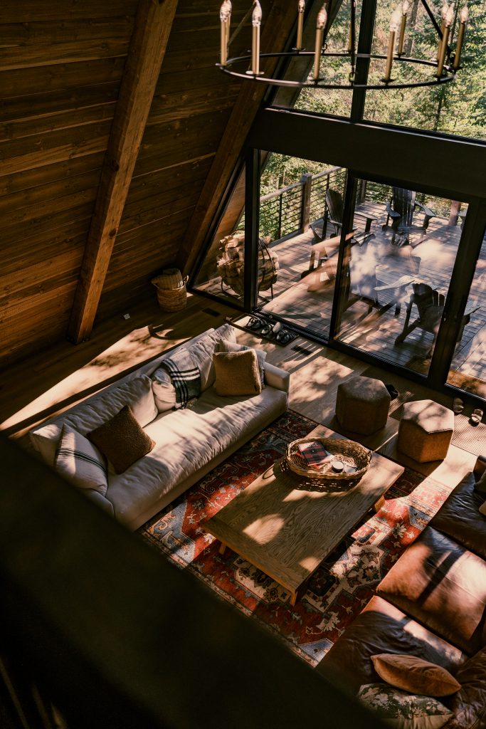 Blackbirch Cabin offers plenty of outdoor amenities: front and back decks, a fire pit, a hot tub, a sauna, and ready-to-explore private hiking trails.