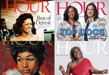 Past covers of Hour Detroit featuring influential women.