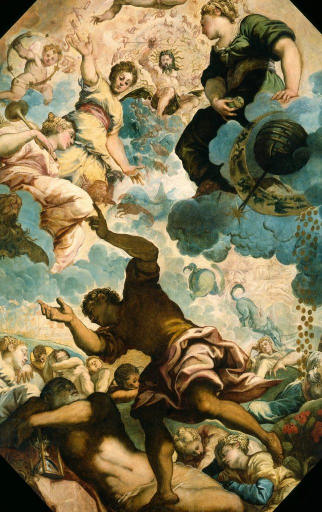 Tintoretto's "The Dreams of Men" is displayed on the ceiling at the DIA.