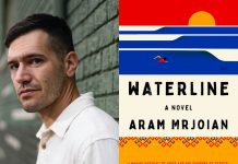 Press photo of Aram Mrjoian; cover of the book 'Waterline'