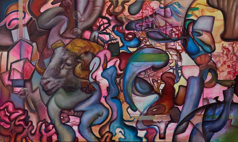 Nicole Huston | Dreaming Machine, 2026 | 36 x 60in |oil and Acrylic on canvas.