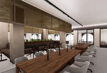 A rendering of The Mezz shows a portion of the coworking space designed for members.