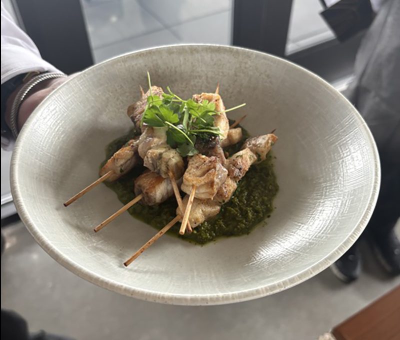 Skewers of barramundi.