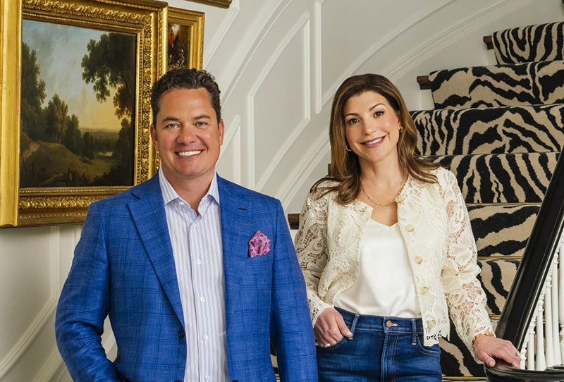 Jon and Lauren Cotton pose in their Grosse Pointe Farms home.